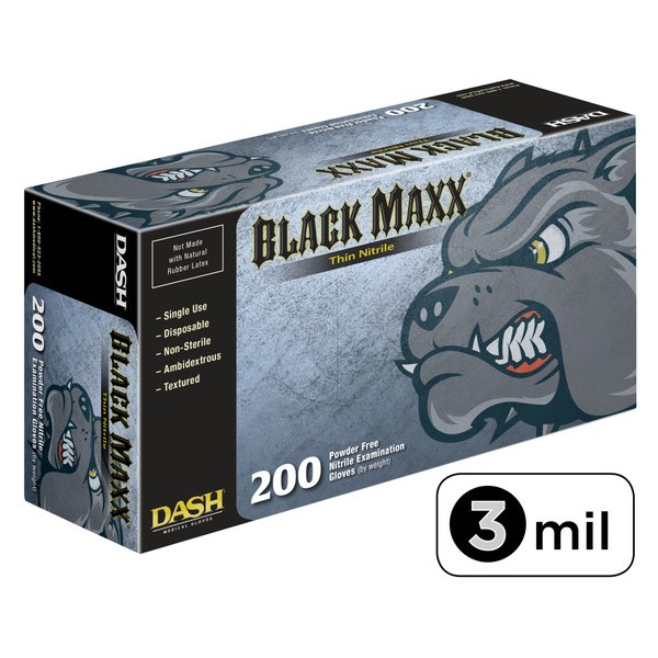 Black Maxx® Thin Nitrile Exam Gloves (Case of 10 boxes) (33969)